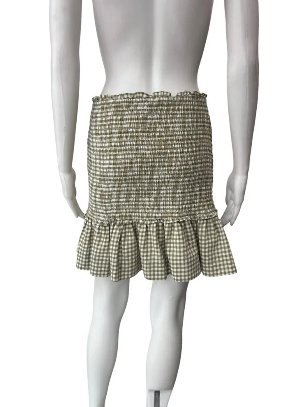 $298 Veronica Beard Green White Plaid Smocked Mini Cotton Aloya Dress size M - Picture 5 of 8
